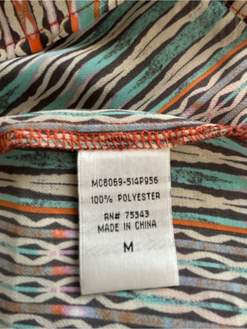 Willi Smith Sleeveless Silky Geometric Stripe Tank Top - Orange Multi, Sz Med - Picture 4 of 6